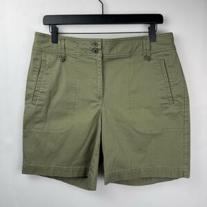 Talbots Womens Bleecker Fit Casually Tailored Olive Green high rise Shorts Sz 10